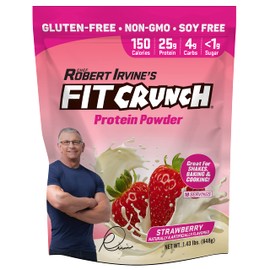 FITCRUNCH Tri-Blend Whey Protein, Keto Friendly, Low Calories, High Protein, Gluten Free, Soy Free (18 Servings, Strawberry)