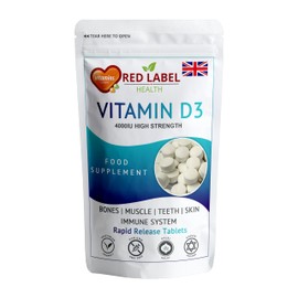 Vitamin D3 Tablets 4000IU, 90 Vitamin D Supplement Tablets (3 Months Supply) High Strength Healthy Teeth & Bones, Supports The Immune System for Men & Women Vegetarian Made in The UK