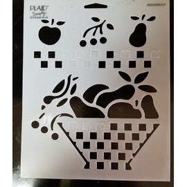 PLAID STENCIL TEMPLATE 28930 FRUITS BASKET CHERRIES APPLE PEAR