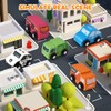Cartoon Truck Car Toys for Kids with 12pcs Traffic Signs,