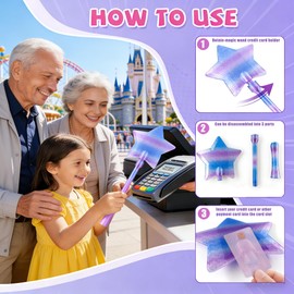 Credit Card Wand 3D Printed Tap to Pay Wand,Magic Fairy Wand Credit Card Holder,Star Magic Wands Contactless Payment Card Holder for Debit NFC Checkout Cards Payment for Party Favors Gifts,Purple