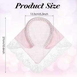 Xthrotsenk 2 PACK Hair Scarf Headband for Women Soft Head Coverings Lace Head Kerchief Non-Slip Scarves Boho Triangle Bandana Turban for Hair Styling (Pink+White)