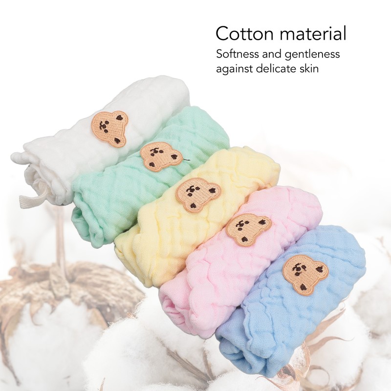 5PCS Cotton Kids Face Towels Good Absorbent Skin Friendly Reusable