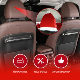 Sodcay 4 PCS Car Santa Hat Seat Headrest Cover, Christmas Classic Color Dust Cover Plush Soft Decorations, Creative Cute Reusable Protective Cover, Universal for Most Cars (Red)