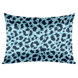 OHIKUETY Satin Pillowcase for Hair and Skin,Blue Leopard Print Printed Silk Pillow Cases Standard Size, Cooling Silky Pillow Case No Zipper with Envelope Closure, 20x26 Inches