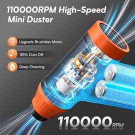 Electric Air Duster for PC - Compressed Air Duster for Cleaning Keyboard 110000 RPM Air Blower Electric Duster Rechargeable Mini Blower for Cleaning Computer
