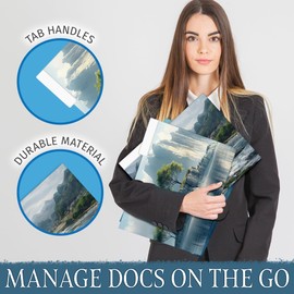 Decorative File Folders – 12-Pack with 6 Nature-Inspired Designs – 1/3-Cut Tabs – 11.75" x 9.5" – Full Color Inside & Out – Bonus Sticky Tabs – Durable Paper Filing Organizers for Office, School