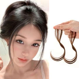 YOVOY Bangs Wig, Center Part, Hair Extension, Thin, Bangs, Partial Wig, Hair Extension, Realistic, Natural Bangs, Hair Extension, Cute, Popular, Lightweight, Fluffy, Curl, Hair Extension, Hair