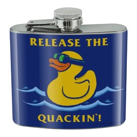Release the Quackin' Kraken Rubber Duck Funny Humor Stainless Steel 5oz Hip Drink Kidney Flask