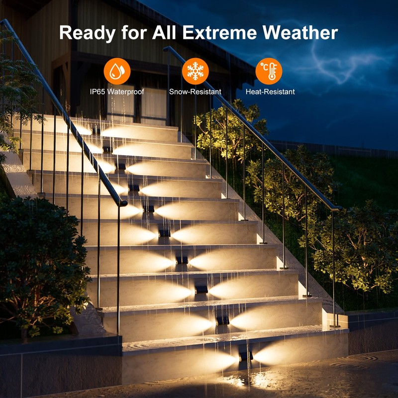 16 Pack Warm White Solar Powered Stair Lights for Outside