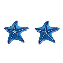Fantasy Mini Blue Starfish Hair Clip,Novelty Acetate Claw Clips,Small Hair Clips for Women,Pack of 2