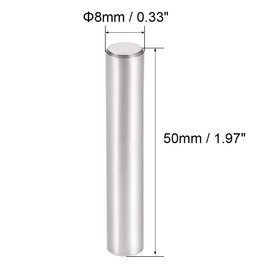 TOP-VIGOR 5Pcs 8mm x 50mm Dowel Pins Shelf Support Pegs, 304 Stainless Steel Cylindrical Shelf Support Pin Fasten Elements Silver Tone