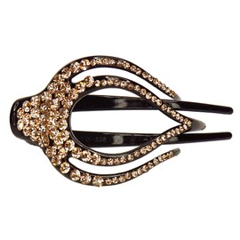 Beautiful Hair Horizontal Side Vance Clip With Beautiful Large Stones Plump Swallow Shape Brown