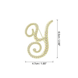 PATIKIL Letter Brooch Pin Pearl Initial Alphabet Y Lettering Lapel Badge Pin for Women Men Girl Wife Suit Close Dress Bouquet Coat Hat Bag Craft Party Gold Tone