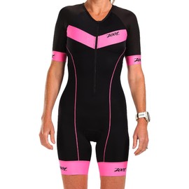 Zoot Women’s Core Aero Tri Racesuit – Short Sleeve Triathlon Suit Made from Italian Primo Fabric, 3 Pockets and Bike Padding (Blush, XX-Large)