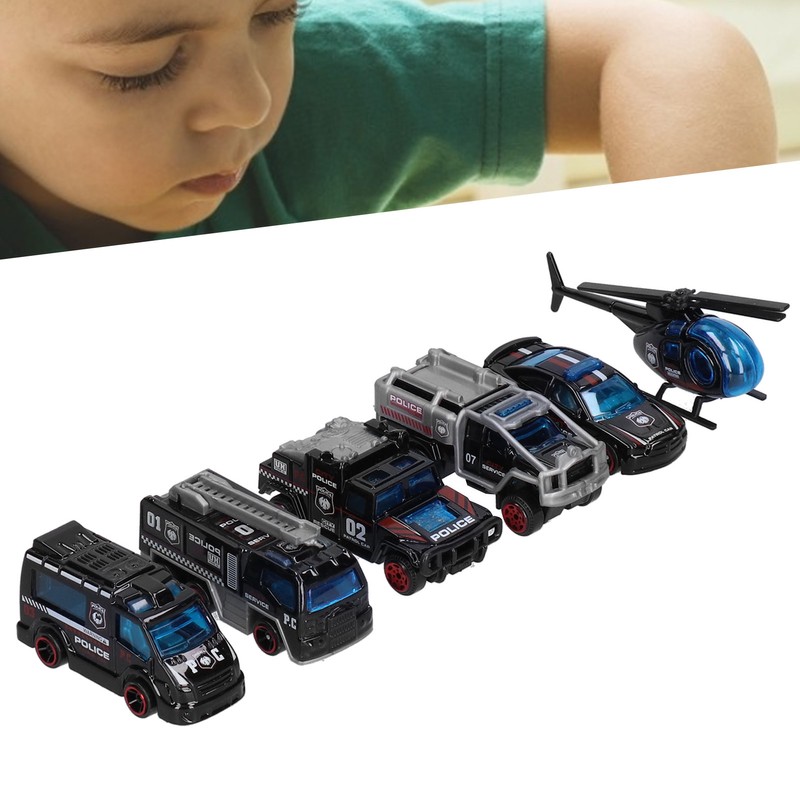 6pcs Children Alloy Car Model Kid Cute Simulated Car Helicopter