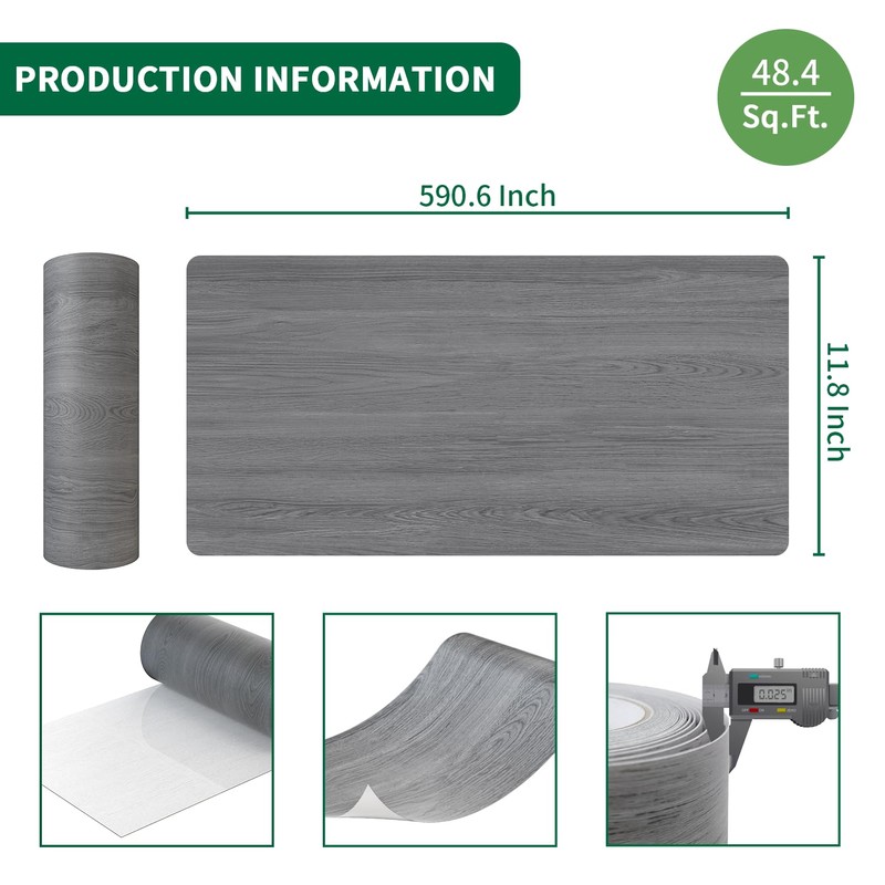 ZRJT Peel and Stick Floor Tile 11.8” x 590” Vinyl