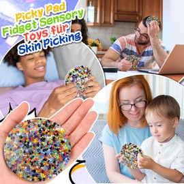 3 Pieces Skin Picking Fidget Toys, Picky Pad, Skin Picking Fidget, Picky Party Pad Fidget, Fidget Toy for Skin Picker, Sensory Toy for Skin Pickin, OCD Relief Toys for Adults with ADHD
