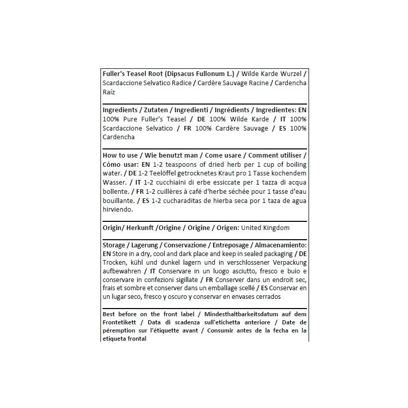 Herba Organica - Fuller's Teasel Root - Dipsacus L -