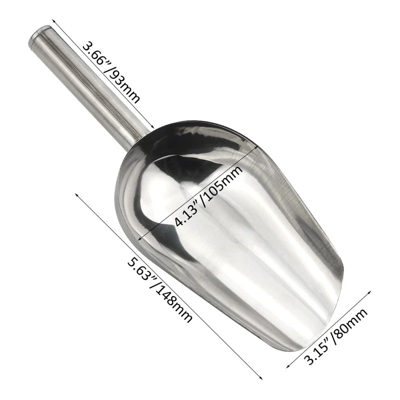 XINMEIWEN Stainless Steel Ice Scoop Round Bottom Bar Ice Flour