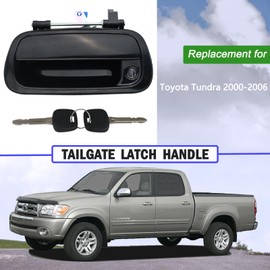 Osompar Exterior Tailgate Handle with Key Lock Cylinder Compatible with 2000-2006 Toyota Tundra Replaces 69090-0C010 69090-0C030-C0 Smooth Black Liftgate Latch Assembly 80867 TO1915111
