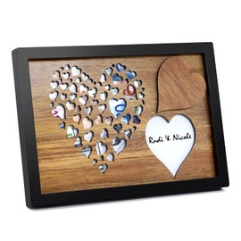 AceList Geldgeschenk, Echtholz Geldgeschenk Hochzeitmit Herzmuster im Bilderrahmen, Personalisiert Hochzeitsgeschenk I Jubiläum Taufe I Hochzeitsgeschenke für Brautpaar Geld I Geburtstagsgeschenk