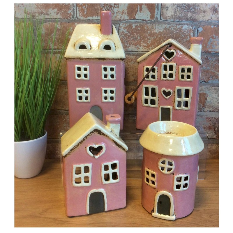 Village Pottery Pink Tall Tea Light Holder