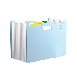 Document File, A4, 13 Pockets, Large Capacity, Thick Foam PP, Freestanding, Document Case File, Tabletop Storage, Coupon Classification, Telescopic File Stand, Home (Blue)