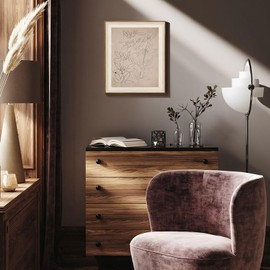 MOXELART Framed Wall Art for Living Room, Vintage Botanical Sketch Art Canvas Prints, Minimalist Artwork Home Decor, Retro Plant Wall Decor for Bedroom Bathroom Office