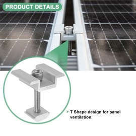 M METERXITY 12-Pack Solar Panel Mount Mid Clamps 45mm PV Panel Bracket Corrosion-free Aluminum Anodized Solar Mid Clamp for Roof/Wall/Boat/PV System/RVs Solar Panel Mounting Brackets [White]