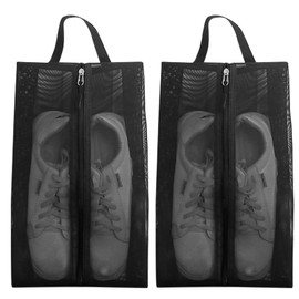 2PCS Reusable Shoe Bags for Travel, Big Shoes Storage Bag, Unisex Organiser Shoe Pouch for Travel (Black)