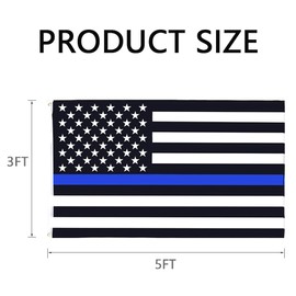GSYLPFT Thin Blue Line American Flags for Outside 3x5 US USA Police Flag Outdoor Vivid Color Fade Resistant Double Stitched Blue Line flag with Brass Grommets