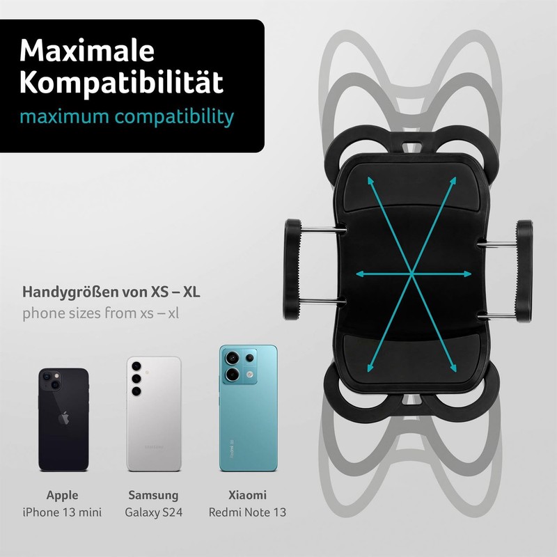 ONEFLOW Handlebar bicycle mount with quick release for all smartphones,