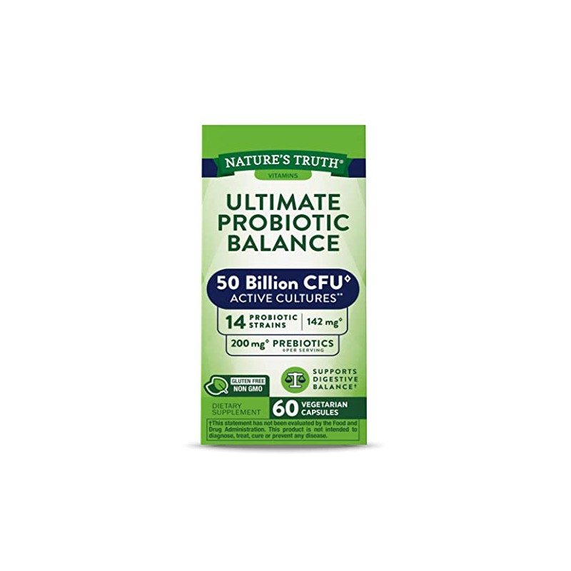 Nature's Truth Probiotic 50 Billion CFU | 200mg Prebiotics |