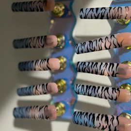 Zebra print in color long square press on nails