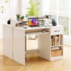 Tangkula White Desk with Drawer & Keyboard Tray, Home Office