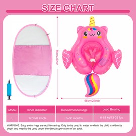 Baby Swimming Float 6-12-18-36 Months with UPF50+ Sun Canopy & Safety Bottom Support | Inflatable Pool Float for Newborns 3-36 Months | Adjustable Seat, Secure Swim Ring for Toddlers