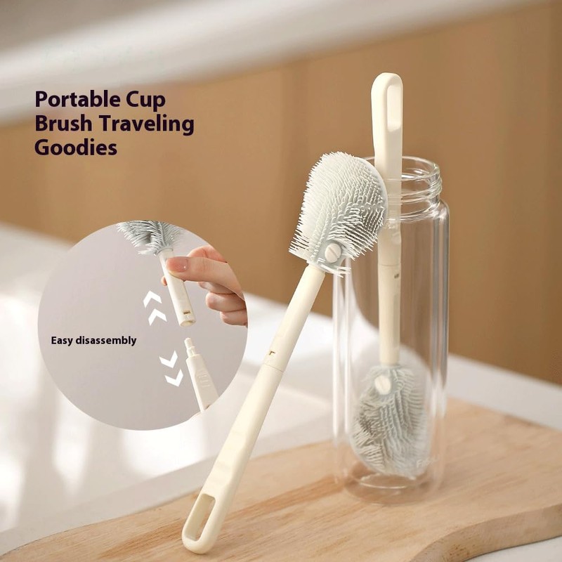 Silicone Bottle Brush, Cup Brush. Detachable Brush Head Handle, Perfect