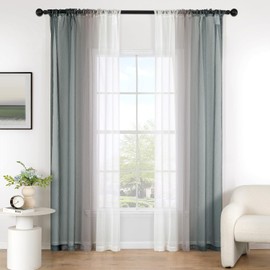 MIULEE Curtain Curtains Grey Transparent Living Room Modern Curtain Two-Tone Sliding Curtains Bedroom Set of 2 140 x 145 cm