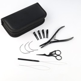 Hair Extension Pliers Kit for Micro Beads Sewing In Extensions Stainless Steel Hair Extension Pliers with 2 Holes Detachable Hair Extension Loop Tool for Feather Extensions Weft Extensions