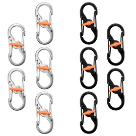 GDJIAJT Double Carabiner Mini Carabiner, Pack of 10 S Carabiner Small Outdoor Camping Carabiner Hook Small, Anti Theft & Drop Carabiner Mini Made of Stainless Steel, Carabiner Key Ring for Backpack