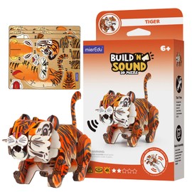 mierEdu - Soundwunder 3D Tiger Puzzle - Fascinating Puzzle with Sound Module for Children - Promotes Fine Motor Skills & Patience