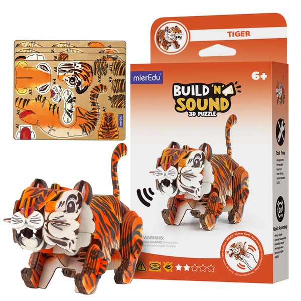mierEdu - Soundwunder 3D Tiger Puzzle - Fascinating Puzzle with