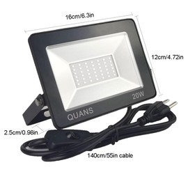 QUANS 110V 4 Pack 20W UV Ultra Violet LED Black Light for Curing Glue, Resin Cure 3D Printer, Blacklight, Fishing Aquarium, Party Supplies, Neon Glow in The Dark, with 3Pong US Plug