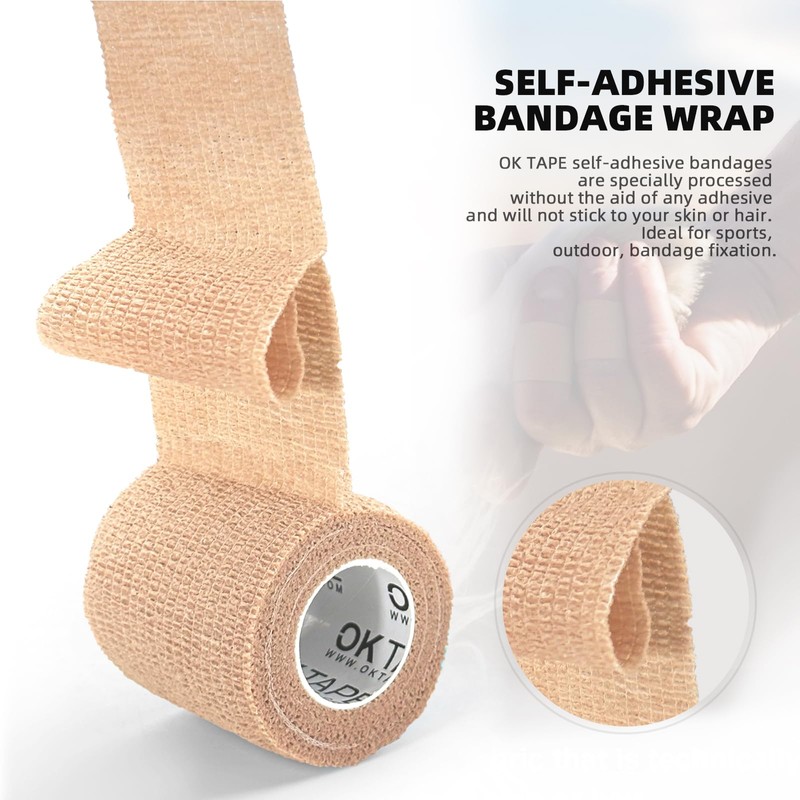 OK TAPE Self Adherent Cohesive Bandages Wrap - 24Packs, 1"