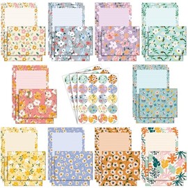 TaoBary Juego de 160 piezas de papel de papelera, 50 papeles de papelera de doble cara con 50 sobres a juego y 60 calcomanas de puntos redondos, 10...