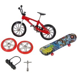 Toy Set Finger Bike & Board Skateboard With Skate Accessories Set