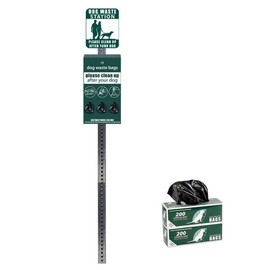 Original Rust-Proof Mini Dog Waste Station with Galvanized Square Steel Post - Free 400 dog waste roll bags