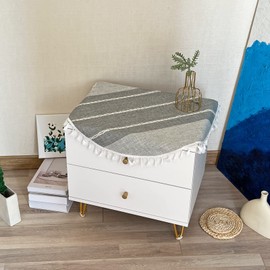 Hpxrom Rustic Small Round Tablecloth Grey Cotton Linen Large Doily Heavy Weight Burlap Table Cloth for Bedside Table Kitchen Dining Party Tabletop Decoration 24 Inch