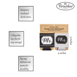 Brownlow Gifts Neoprene Set Of 2 Drink Sleeves, 4 x 5-inches, Mr. and Mrs